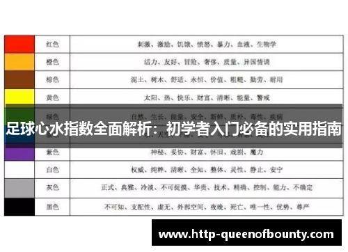 足球心水指数全面解析：初学者入门必备的实用指南